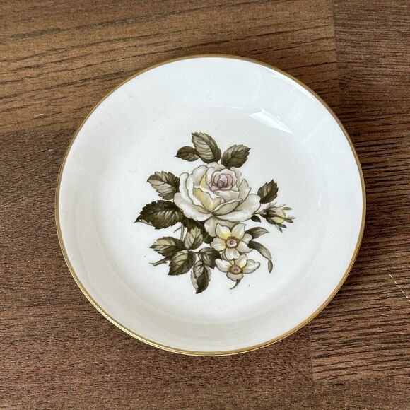 Royal Worcester Other - Vtg Royal Worcester Fine Bone China Rose Cigarette Ashtray Butter Trinket Dish
